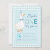 Een Gekke Goose Blue Boy First Birthday Party Pet Kaart (Voorkant)