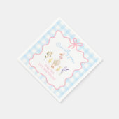 Een Gekke Goose Blue Gingham 1st Birthday Servet (Hoek)