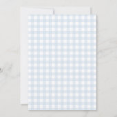 Een Gekke Goose Blue Gingham Bow 1st Birthday Kaart (Achterkant)