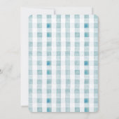 Een Gekke Goose Blue Gingham Boy 1st Birthday Kaart (Achterkant)