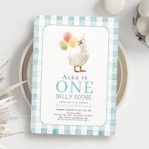 Een Gekke Goose Blue Gingham Boy 1st Birthday