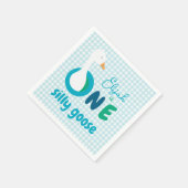 Een Gekke Goose Blue Gingham eerste verjaardagsfee Servet (Hoek)