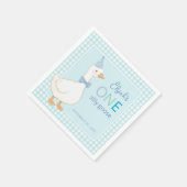 Een Gekke Goose Blue Plaid Boy 1e verjaardagsfeest Servet (Hoek)