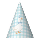 Een Gekke Goose Blue Plaid Schattige Boy Eerste Ve Feesthoedjes (Voorkant)