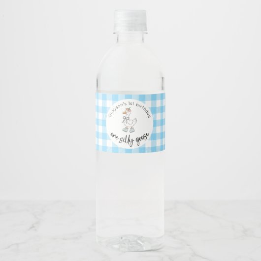 Een Gekke Goose Blue verjaardagscadeau Label Waterfles Etiket (Voorkant)