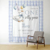 Een Gekke Goose Blue verjaardagsfoto achtergrond Wandkleed (In situ)