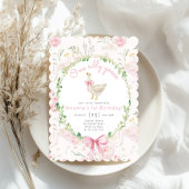 Een Gekke Goose Blush Pink Bow Girl 1e verjaardag Kaart