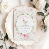 Een Gekke Goose Blush Pink Bow Girl 1e verjaardag Kaart