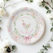 Een Gekke Goose Blush Pink Bow Girl 1e verjaardag Papieren Bordje
