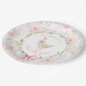 Een Gekke Goose Blush Pink Bow Girl 1e verjaardag Papieren Bordje (Gekanteld)