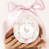 Een Gekke Goose Blush Pink Bow Girl 1e verjaardag Ronde Sticker