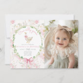 Een Gekke Goose Blush roze strik Foto 1e verjaarda Kaart (Voorkant)