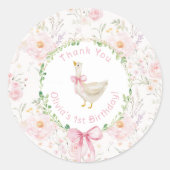 Een Gekke Goose Blush roze Verjaardag Bedankt Ronde Sticker (Voorkant)