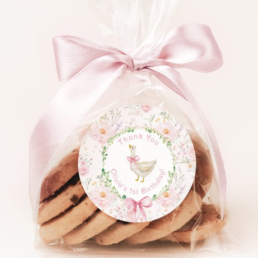 Een Gekke Goose Blush roze Verjaardag Bedankt Ronde Sticker