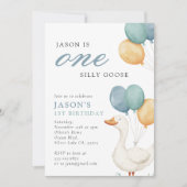 Een Gekke Goose Boy 1e verjaardagsfeestje Kaart (Voorkant)