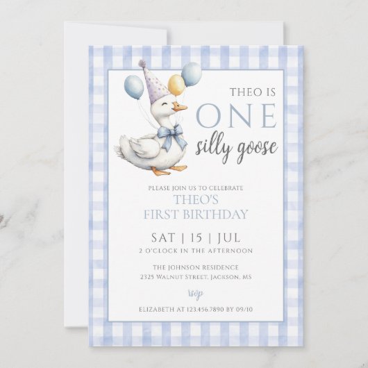 Een Gekke Goose Boy 1e verjaardagsfeestje Kaart (Voorkant)