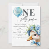 Een Gekke Goose Boy 1e Verjaardagsuitnodiging Kaart (Voorkant)