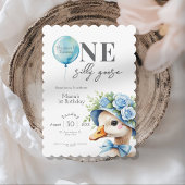 Een Gekke Goose Boy 1e Verjaardagsuitnodiging Kaart