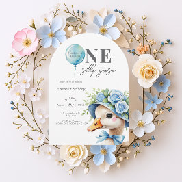 Een Gekke Goose Boy 1e Verjaardagsuitnodiging Kaart