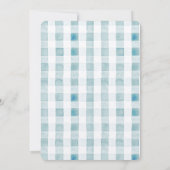 Een Gekke Goose Boy Blue Gingham 1st Birthday Kaart (Achterkant)