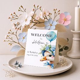 Een Gekke Goose Boy Verjaardag Reclamebord Met Voetstuk