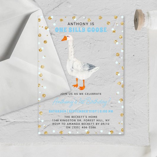 Een Gekke Goose Boys 1e verjaardag Acryl Uitnodigingen