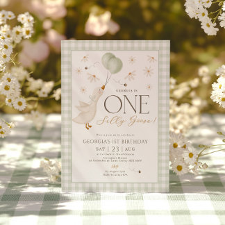 Een Gekke Goose Boys 1st Birthday Sage Gingham Kaart