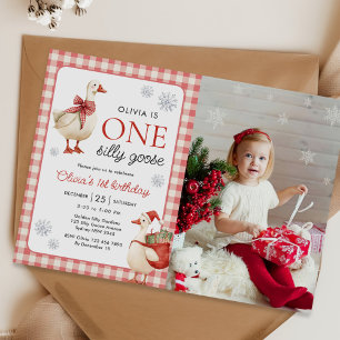 Een Gekke Goose Christmas 1st Birthday Foto Kaart