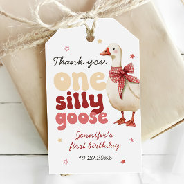 Een Gekke Goose Christmas Bow 1st Birthday Cadeaulabel