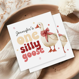Een Gekke Goose Christmas Bow 1st Birthday Servet