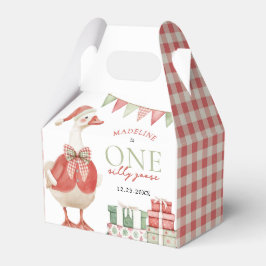Een Gekke Goose Christmas Gingham 1st Birthday Bedankdoosjes