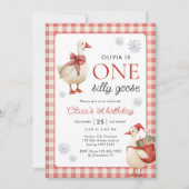 Een Gekke Goose Christmas Gingham 1st Birthday Kaart (Voorkant)