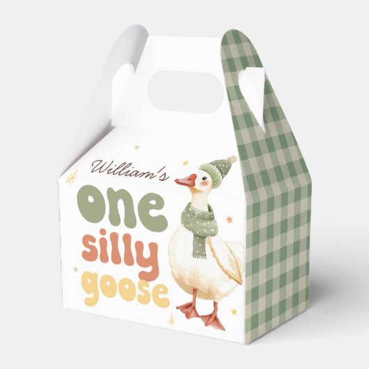 Een Gekke Goose Christmas Green 1st Birthday Bedankdoosjes (Voorkant Zijde)
