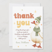 Een Gekke Goose Christmas Green 1st Birthday Bedankkaart (Voorkant)