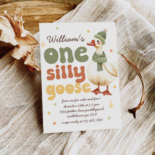 Een Gekke Goose Christmas Green 1st Birthday Kaart