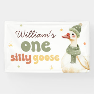 Een Gekke Goose Christmas Green 1st Birthday Spandoek