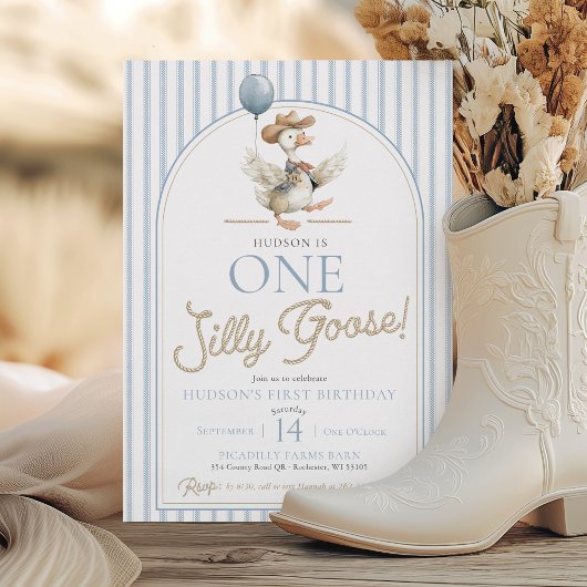 Een Gekke Goose Cowboy Western Schattige 1e verjaa Kaart