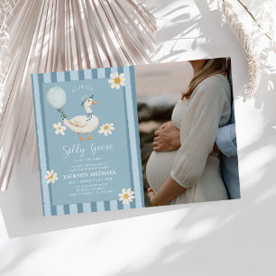 Een Gekke Goose Daisy Boy Baby shower Foto Kaart
