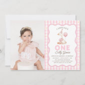 Een Gekke Goose Daisy Gingham 1e verjaardag foto Kaart (Voorkant)