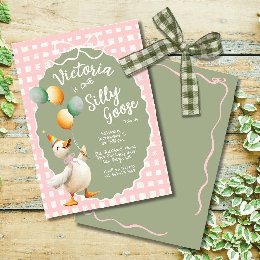 Een Gekke Goose Eerste Verjaardag Party Kaart