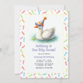 Een Gekke Goose Eerste Verjaardag Party Kaart (Voorkant)