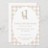 Een Gekke Goose Eerste Verjaardag Uitnodiging (Voorkant / Achterkant)