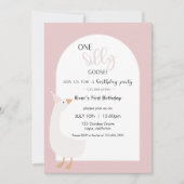 Een Gekke Goose eerste verjaardagsuitnodiging Kaart (Voorkant)