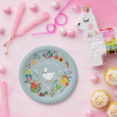 Een Gekke Goose Farmer Garden Theme Blue Papieren Bordje (Feest)