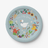 Een Gekke Goose Farmer Garden Theme Blue Papieren Bordje (Voorkant)