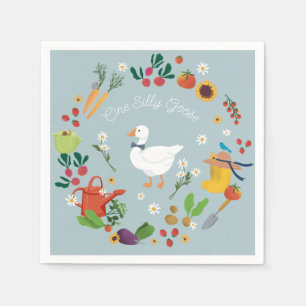 Een Gekke Goose Farmer Garden Theme Blue Servet