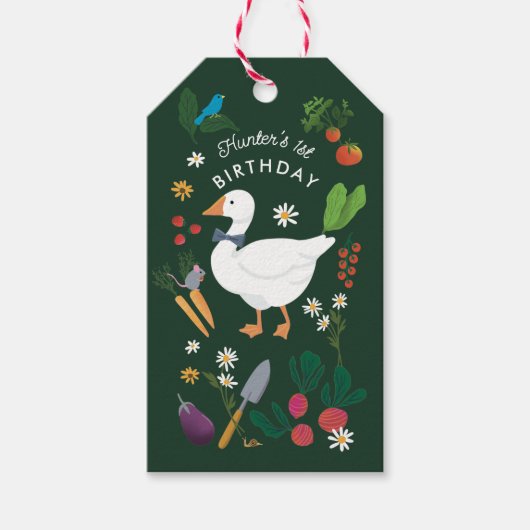 Een Gekke Goose Farmer Garden Theme Green Cadeaulabel (Voorkant)