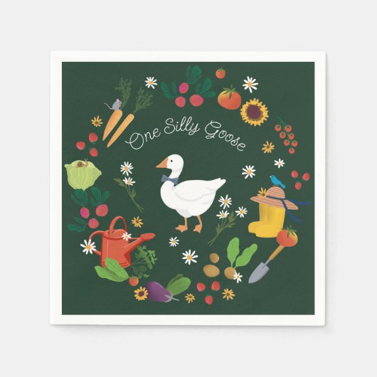 Een Gekke Goose Farmer Garden Theme Green Servet (Voorkant)