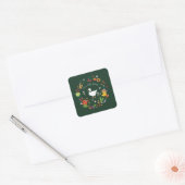 Een Gekke Goose Farmer Garden Theme Green Vierkante Sticker (Envelop)