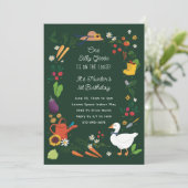 Een Gekke Goose Farmer Garden Theme Groene Verjaar Kaart (Staand voorkant)